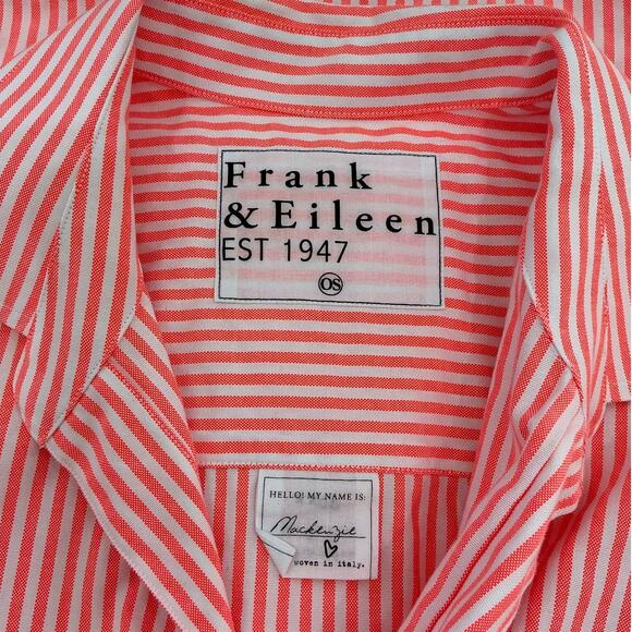Frank & Eileen Mackenzie Button-Up Italian Oxford Neon Stripe Shirt One Size OS - Picture 12 of 15